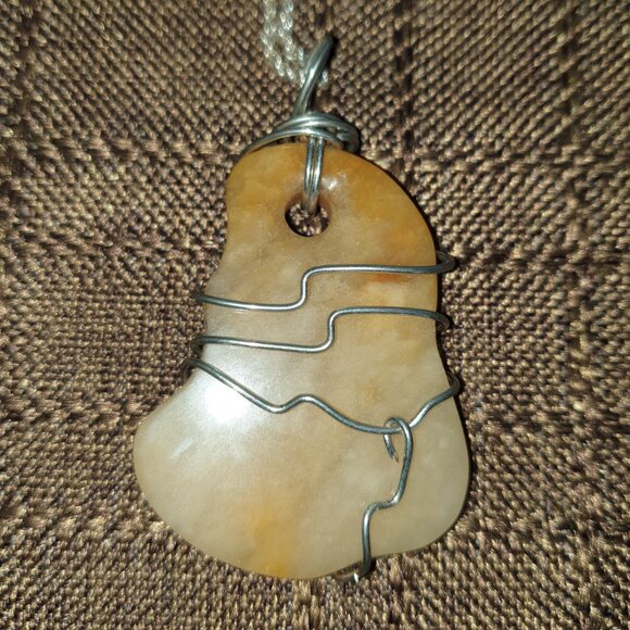 ✨ Bold Handcrafted Natural Yellow Jasper Silver Pendant Necklace ✨ - Picture 10 of 11